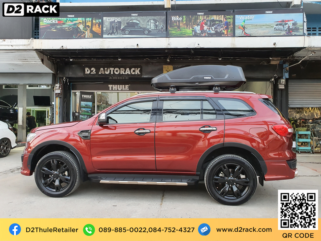 Ford Everest ติดตั้ง กล่องเก็บของบนหลังคา THULE Roofbox รุ่น Force XT Size M