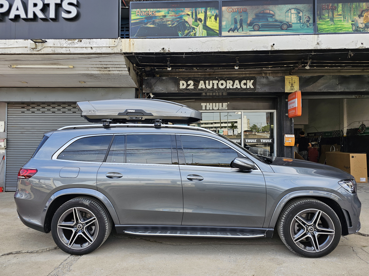 Benz GLS 350d ติดตั้ง กล่องใส่ของบนหลังคารถ THULE Roofbox รุ่น Motion XT Size XL