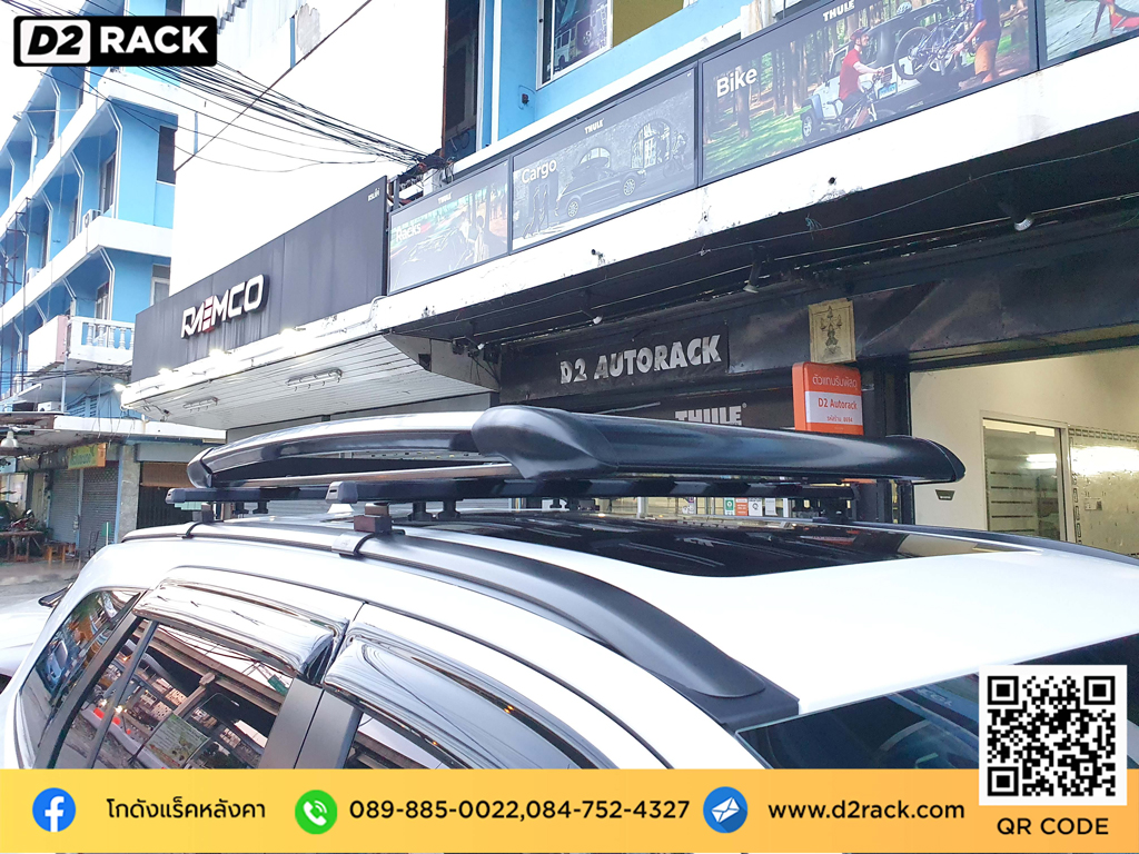 Ford Everest ติดตั้ง แร็คหลังคาใส่ของ SCR Roofrack รุ่น RR04 100x150 cm