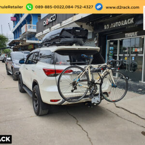 rackบรรทุกจักรยาน THULE HangOn 972 ติดตั้งกับ Toyota Fortuner แร็คใส่จักรยาน ที่แขวนจักรยานท้ายรถsuv โตโยต้า ฟอร์จูนเนอร์