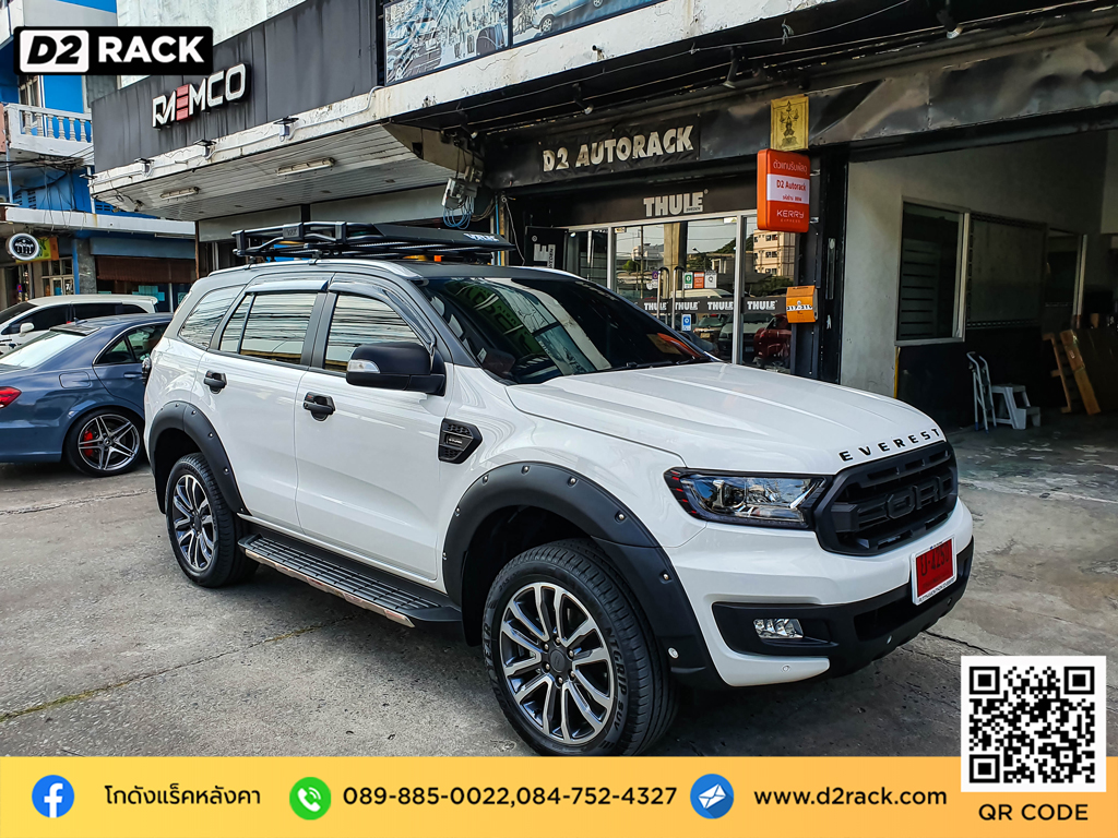 Ford Everest ติดตั้ง แร็คหลังคา VRK Roofrack รุ่น TRAY 002 100x150 cm
