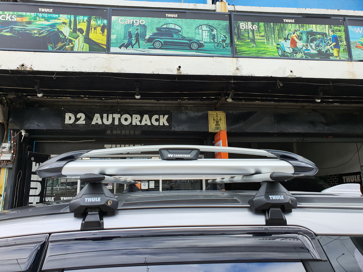 Mitsubishi Xpander ติดตั้ง แร็คบนหลังคา CARRYBOY Roofrack รุ่น CB550N 100x120 cm