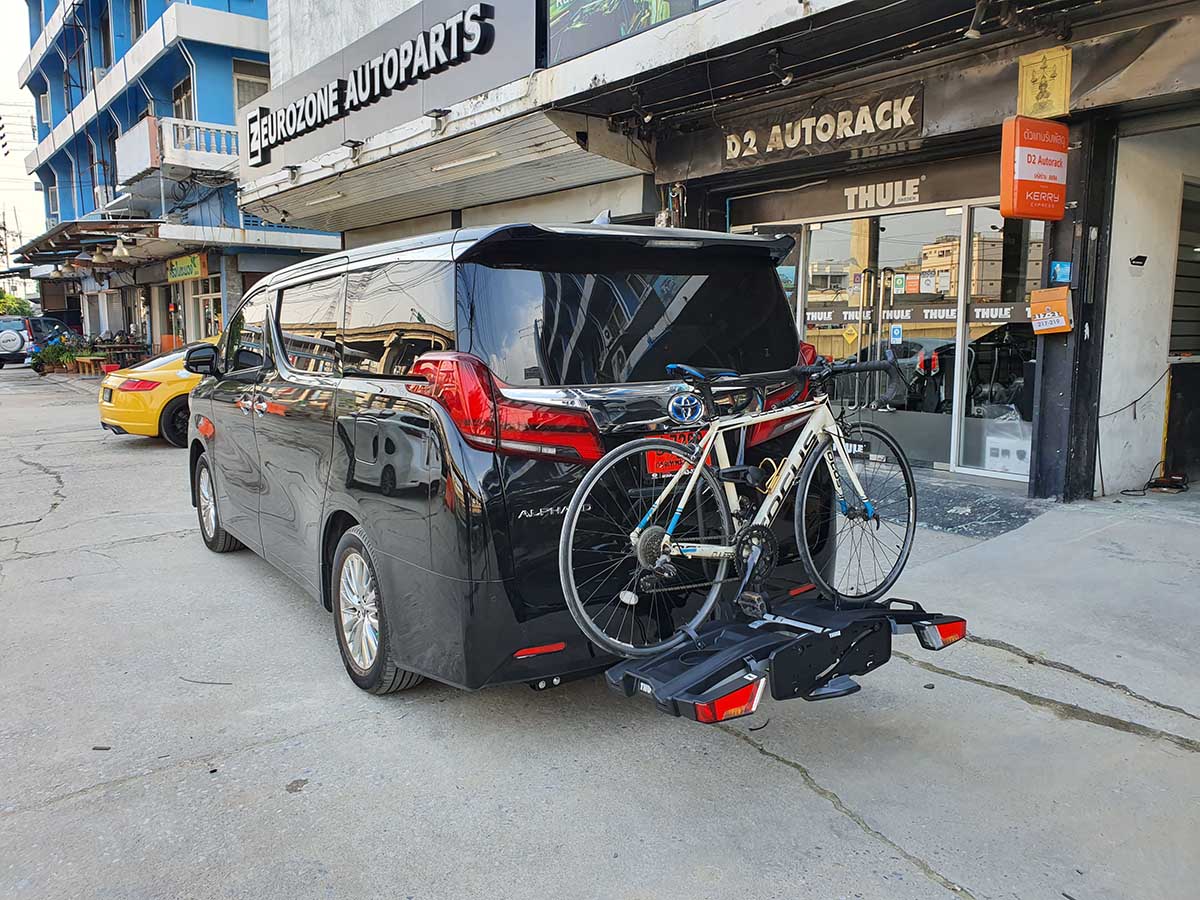 Toyota Alphard ติดตั้ง แร็คจักรยาน thule bikerack รุ่น Easyfold 933