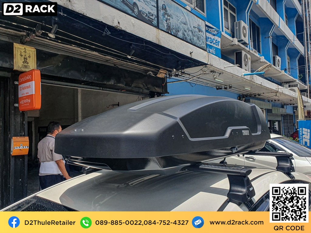 กล่องติดหลังคาคารถ thule Force XT M roof box ราคาถูก ที่วางของบนหลังคา กล่องหลังคารถ : ผลงานติดตั้ง กล่องหลังคารถยนต์ roof box Toyota Prius พรีอุส