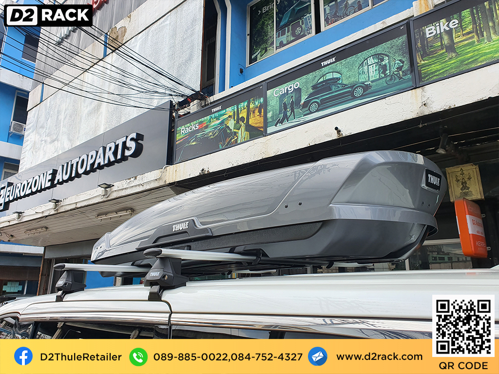 กล่องสัมภาระบนหลังคา มือสอง thule Motion XT XL กล่องสัมภาระบนหลังคา คานขวาง กล่องบนหลังคา : ผลงานติดตั้ง กล่องหลังคารถยนต์ roof box Toyota Alphard อัลพาร์ด