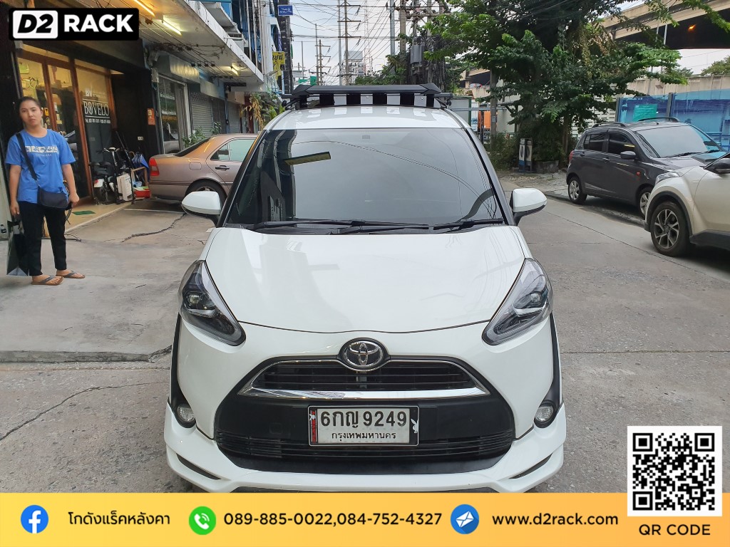 ติดแร็คหลังคาข้อเสีย VRK รุ่น Modern วีอาร์เค สำหรับ โตโยต้า เซียนต้า แร็คมือสอง ราวหลังคารถเก๋ง Toyota Sienta rack ติดหลังคารถ ถาดแร็ค ขาแร็คหลังคา