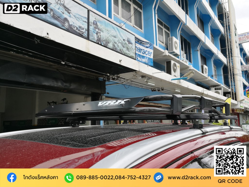 แร็คหลังคามือสอง วีอาร์เค VRK รุ่น tray 002 สำหรับ Ford Everest เอเวอเรสต์ แร็คหลังคาอลูมิเนียม วิธี ลดเสียงลม แร็คหลังคาที่เก็บสัมภาระ บนหลังคา รถ ตัวยึดแร็คหลังคา