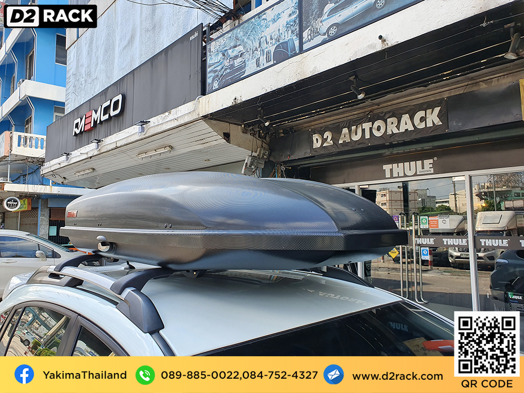 กล่อง RoofBox YAKIMA Skybox 16 กล่องติดหลังคาคารถ กล่องบนหลังคา คานขวาง : ผลงานติดตั้ง กล่องหลังคารถยนต์ roof box Subaru XV เอ็กซ์วี