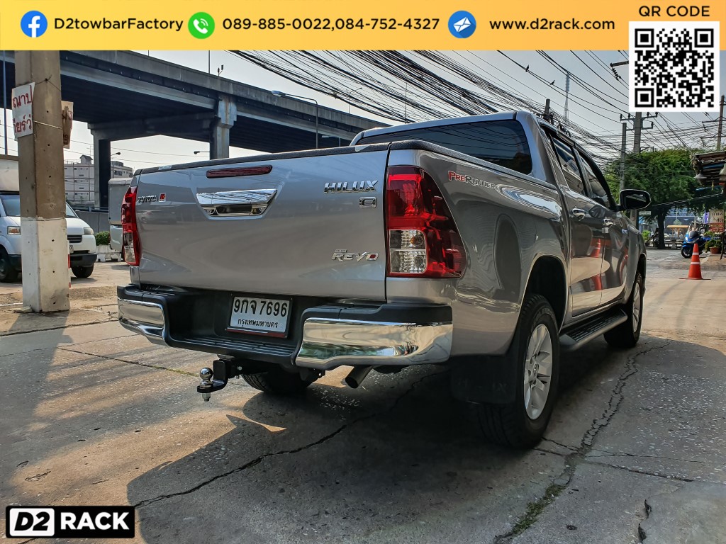 กันชนลากเรือ โตโยต้า รีโว่ อุปกรณ์เทรลเลอร์ ลากเรือ เทเลอร์ towbar โทว์บาร์ : งานติดตั้ง D2towbar ชุดลากเรือ Toyota Revo