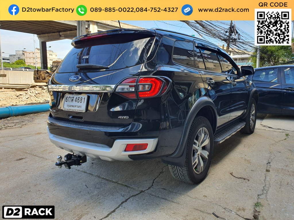 หัวบอลลาก Ford Everest ลากพ่วงเจ็ทสกี คานลากเรือมือสอง ฟอร์ด เอเวอเรสต์ กันชนลากพ่วง หัวบอลลากเรือ คานลาก ตะขอลาก หูลากเรือ เทรลเลอร์ลาก : งานติดตั้ง D2towbar ชุดลากเรือ Everest