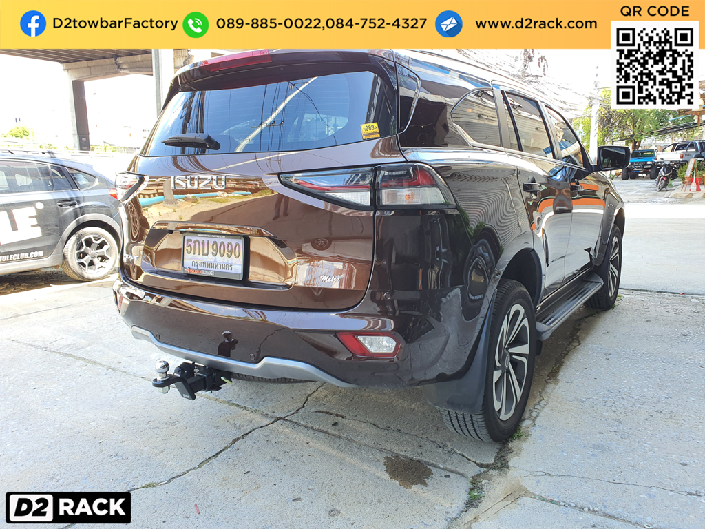 เทรลเลอร์ลากจูงมือสอง Isuzu Mu-X ชุดลากเรือ มิวเอ็กซ์ ชุดลากพ่วงปิคอัพมือสอง ชุดเทรลเลอร์ลากมอเตอร์ไซต์ สาลี่ลากรถ : งานติดตั้ง D2towbar ชุดลากเรือ Isuzu Mu-X