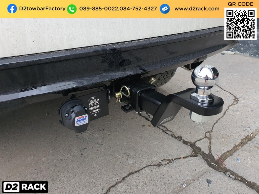 คานลากเรือ Toyota Fortuner New ลากพ่วงมอเตอร์ไซต์ เทเลอร์ลากเรือมือสอง โตโยต้า ฟอร์จูนเนอร์ กันชนลากพ่วง หัวบอลลากเรือ คานลาก ตะขอลาก หูลากเรือ เทรลเลอร์ลาก : งานติดตั้ง D2towbar ชุดลากเรือ Fortuner New