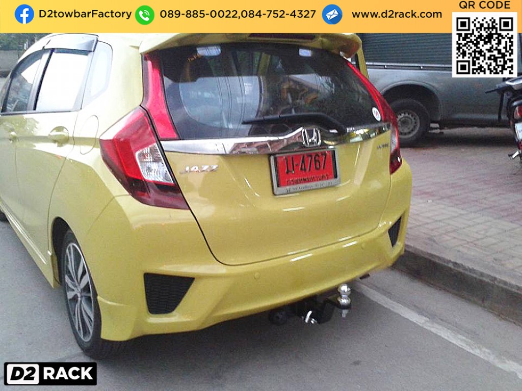 กันชนลาก Honda Jazz เทเลอร์ลากจูง ชุดเทเลอร์ลากมอเตอร์ไซต์ ฮอนด้า แจ๊ส : งานติดตั้ง D2towbar ชุดลากเรือ Jazz
