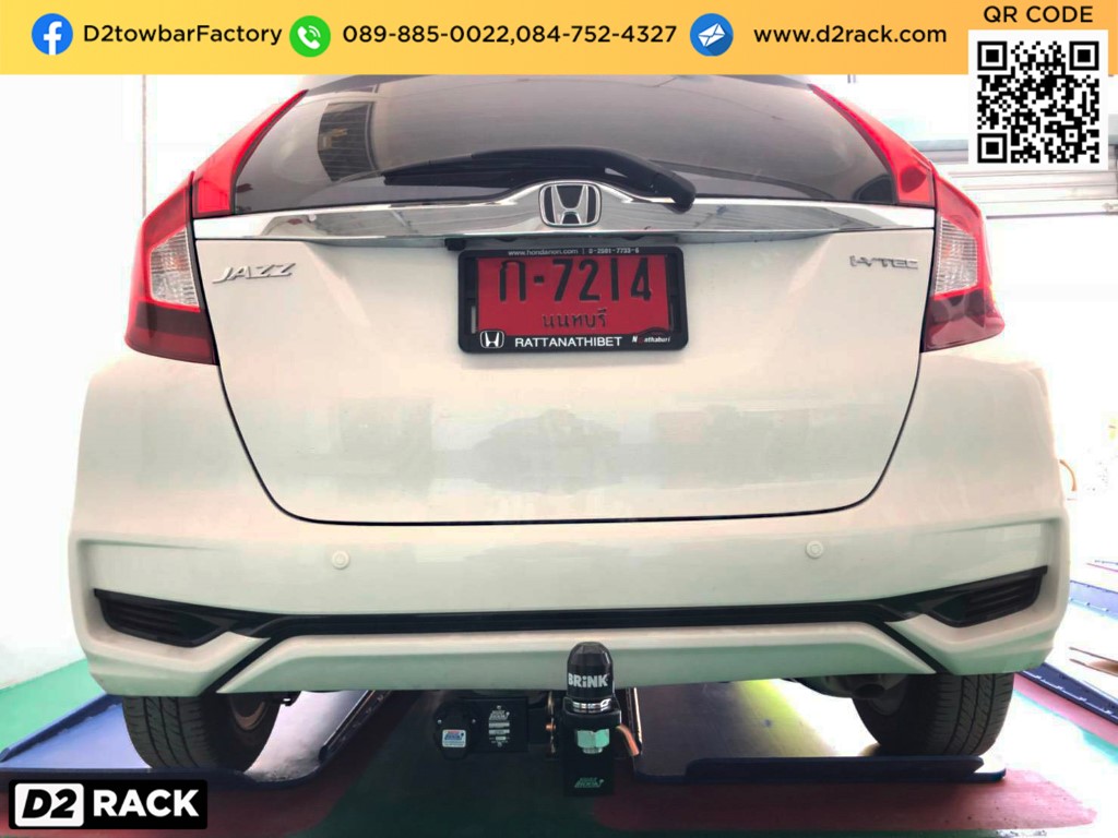 ชุดลากเรือมือสอง Honda Jazz ลากพ่วง jetski ห่วงลากจูง ฮอนด้า แจ๊ส : งานติดตั้ง D2towbar ชุดลากเรือ Jazz