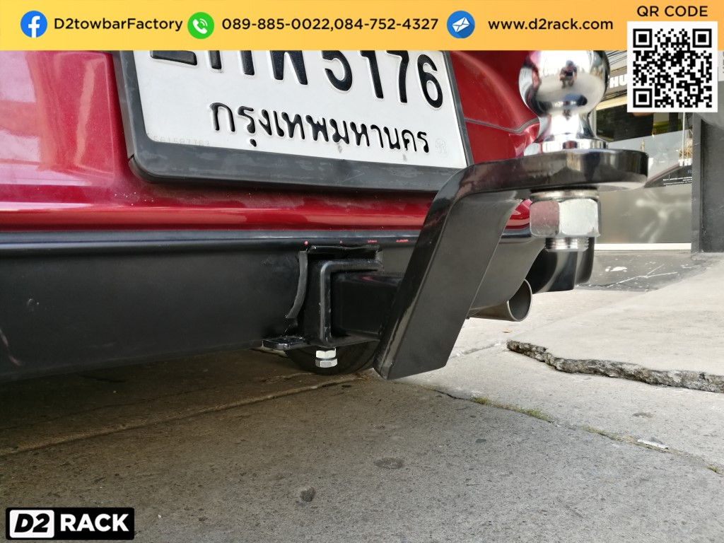 ชุดลากพ่วงมือสอง Mazda2 เทเลอร์ลากมือสอง ปากนกแก้ว มาสด้า 2 : งานติดตั้ง D2towbar ชุดลากเรือ Mazda 2