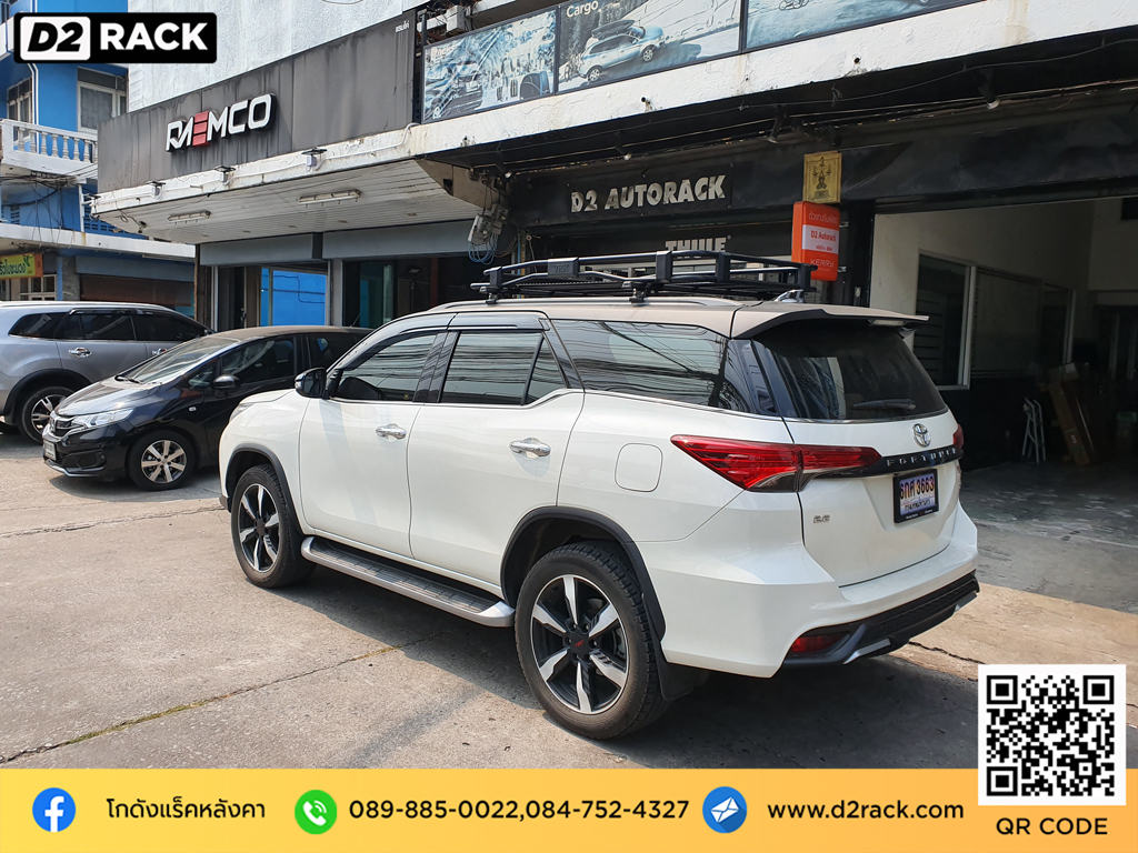 แร็คหลังคามือสอง มีนบุรี วีอาร์เค Toyota Fortuner วิธีติดแร็คหลังคารถเก๋ง VRK รุ่น Tray 002 โร บาร์ แร็ค หลังคา โตโยต้า ฟอร์จูนเนอร์ ที่วางของบนหลังคา d2 autorack ขาจับแร็คหลังคามือสอง