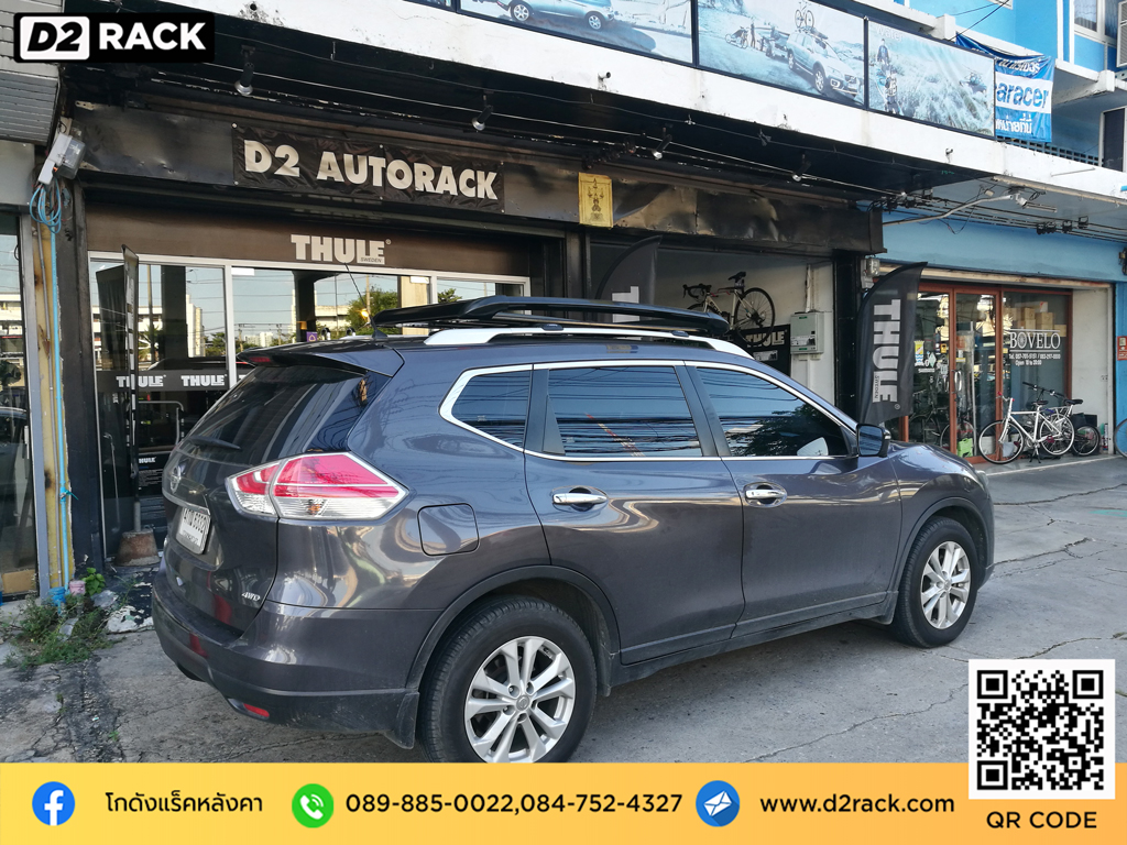 แร็คหลังคามือสอง มีนบุรี VRK รุ่น Sport Nissan Xtrail วีอาร์เค วิธีติดแร็คหลังคารถเก๋ง โร บาร์ แร็ค หลังคา เอ็กซ์เทรล ที่วางของบนหลังคา d2 autorack ขาจับแร็คหลังคามือสอง