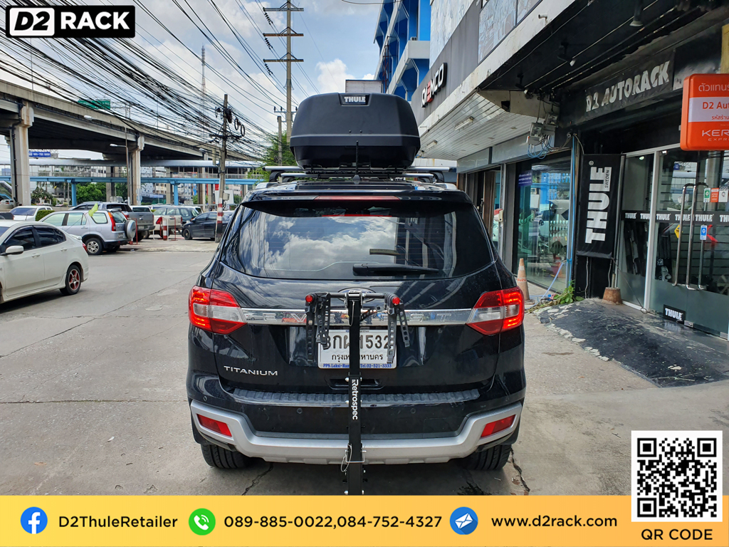 THULE RoofBox Force XT M กล่องอเนกประสงค์บนหลังคารถ มือ สอง ที่วางของบนหลังคา : ผลงานติดตั้ง กล่องหลังคารถยนต์ roof box Ford Everest เอเวอเรสต์