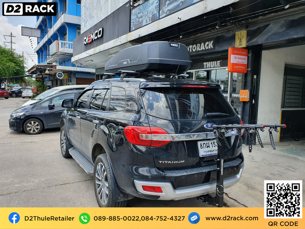 กล่องบนหลังคา THULE RoofBox Force XT M  มือสอง คานขวาง  กล่องสัมภาระบนหลังคา : ผลงานติดตั้ง กล่องหลังคารถยนต์ roof box Ford Everest เอเวอเรสต์