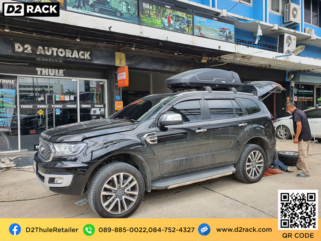  กล่องสัมภาระบนหลังคา มือสอง thule Force XT M กล่องติดหลังคาคารถ กล่องหลังคา thule มือสอง กล่องติดหลังคา : ผลงานติดตั้ง กล่องหลังคารถยนต์ roof box Ford everest เอเวอเรสต์