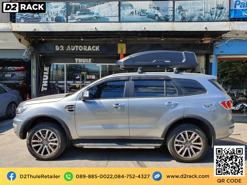 roofbox thule Force XT M กล่องหลังคารถ กล่องใส่ของบนหลังคารถ กล่องเก็บสัมภาระบนหลังคา : ผลงานติดตั้ง กล่องหลังคารถยนต์ roof box Ford everest เอเวอเรสต์