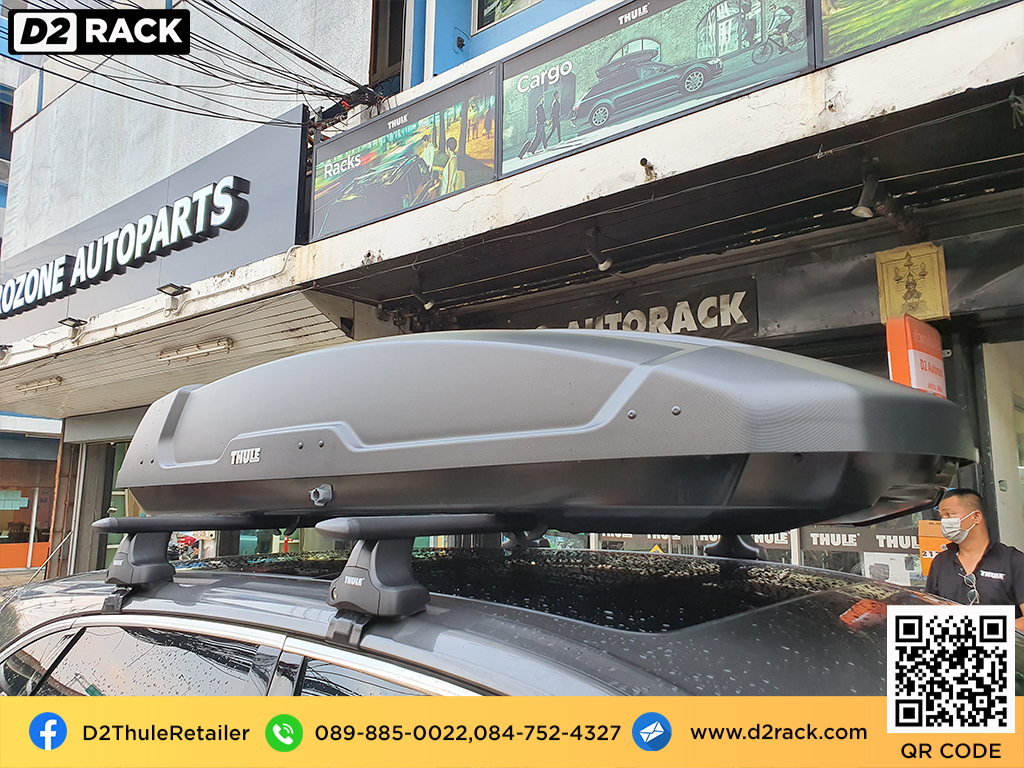 กล่องติดหลังคาคารถ thule Force XT XL roof box ราคาถูก ที่วางของบนหลังคา กล่องหลังคารถ : ผลงานติดตั้ง กล่องหลังคารถยนต์ roof box Porsche Cayenne คาเยนน์