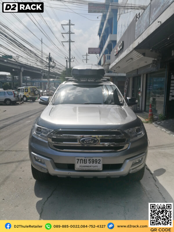 กล่องหลังคารถ thule Motion XT XL กล่องติดหลังคามือสอง thule กล่องเก็บของติดรถยนต์ คานขวาง : ผลงานติดตั้ง กล่องหลังคารถยนต์ roof box Ford everest เอเวอเรสต์
