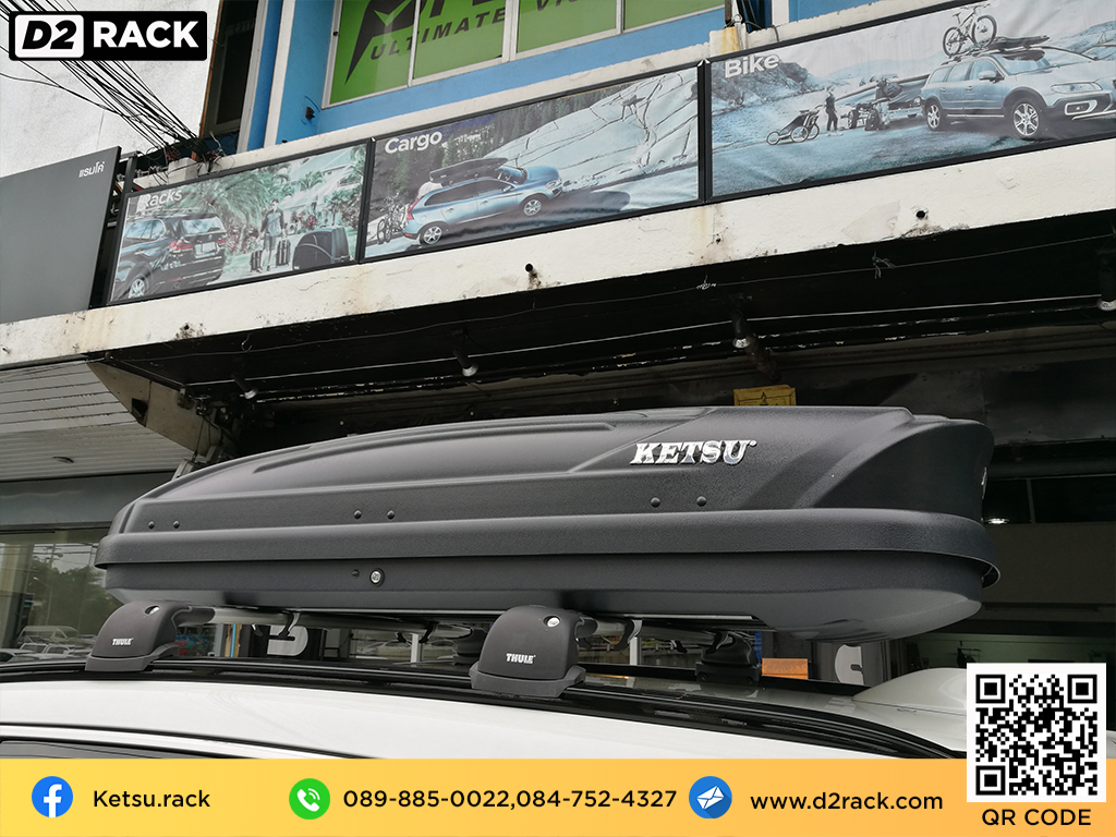 ขาย roofbox KETSU M1 ที่วางของบนหลังคา กล่องสัมภาระบนหลังคา กล่องเก็บของติดรถยนต์ : ผลงานติดตั้ง กล่องหลังคารถยนต์ roof box Honda CRV G5 ซีอาร์วี