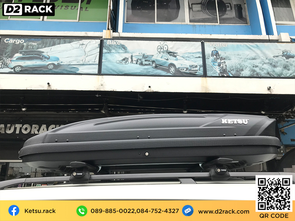 กล่องวางของบนหลังคา KETSU M1 ขาย roofbox มือสอง กล่องติดหลังคาคารถ ที่เก็บของบนหลังคา : ผลงานติดตั้ง กล่องหลังคารถยนต์ roof box Pajero Sport 08-14 ปาเจโร่
