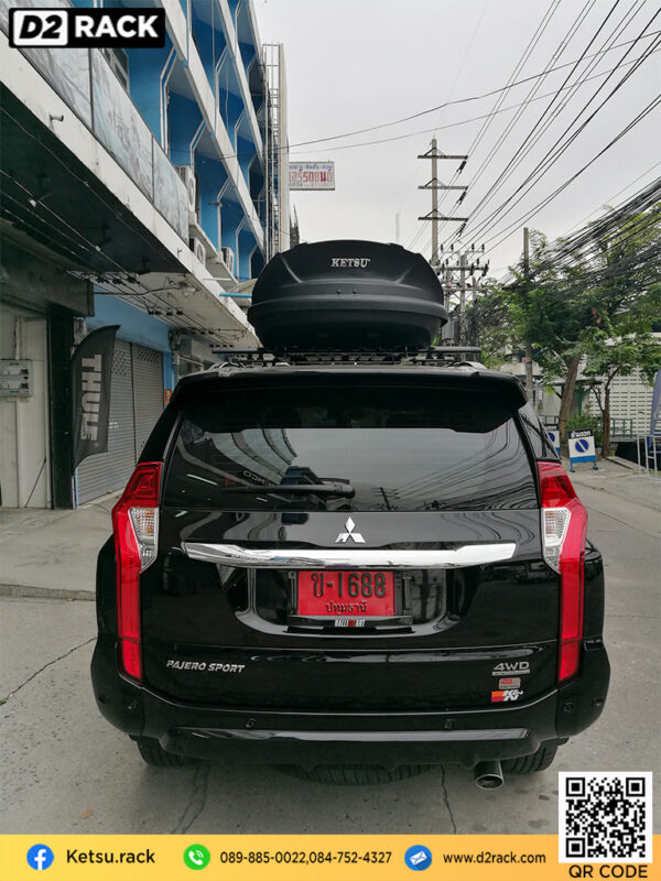 กล่องใส่ของบนหลังคารถมือสอง KETSU Roofbox M2 กล่องอเนกประสงค์บนหลังคารถ roofbox มือ สอง ที่วางของบนหลังคา : ผลงานติดตั้ง กล่องMitsubishi Pajero ปาเจโร่