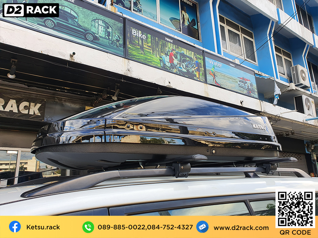 กล่องติดหลังคาคารถ KETSU M3 roof box ราคาถูก ที่วางของบนหลังคา กล่องหลังคารถ : ผลงานติดตั้ง กล่องหลังคารถยนต์ roof box Mitsubishi Pajero 08-14 ปาเจโร่