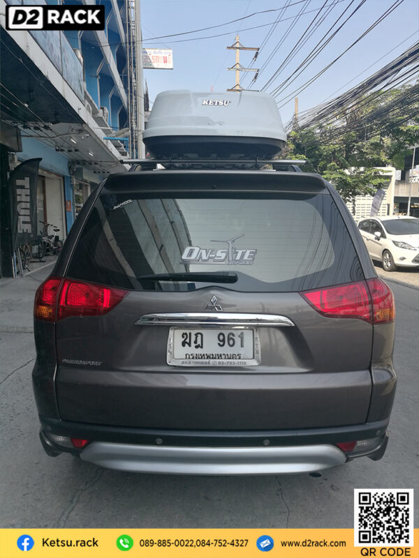 roof box กล่องสัมภาระ บนหลังคา KETSU M3 กล่องติดหลังคา thule มือสอง กล่องวางของบนหลังคา กล่องสัมภาระบนหลังคา : ผลงานติดตั้ง กล่องหลังคารถยนต์ roof box Mitsubishi Pajero 08-14 ปาเจโร่