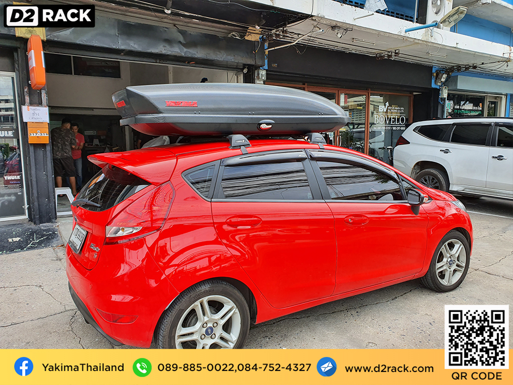 กล่องวางของบนหลังคา YAKIMA Skybox 21 ขาย roofbox มือสอง กล่องติดหลังคาคารถ ที่เก็บของบนหลังคา : ผลงานติดตั้ง กล่องหลังคารถยนต์ roof box Ford Fiesta เฟียสต้า