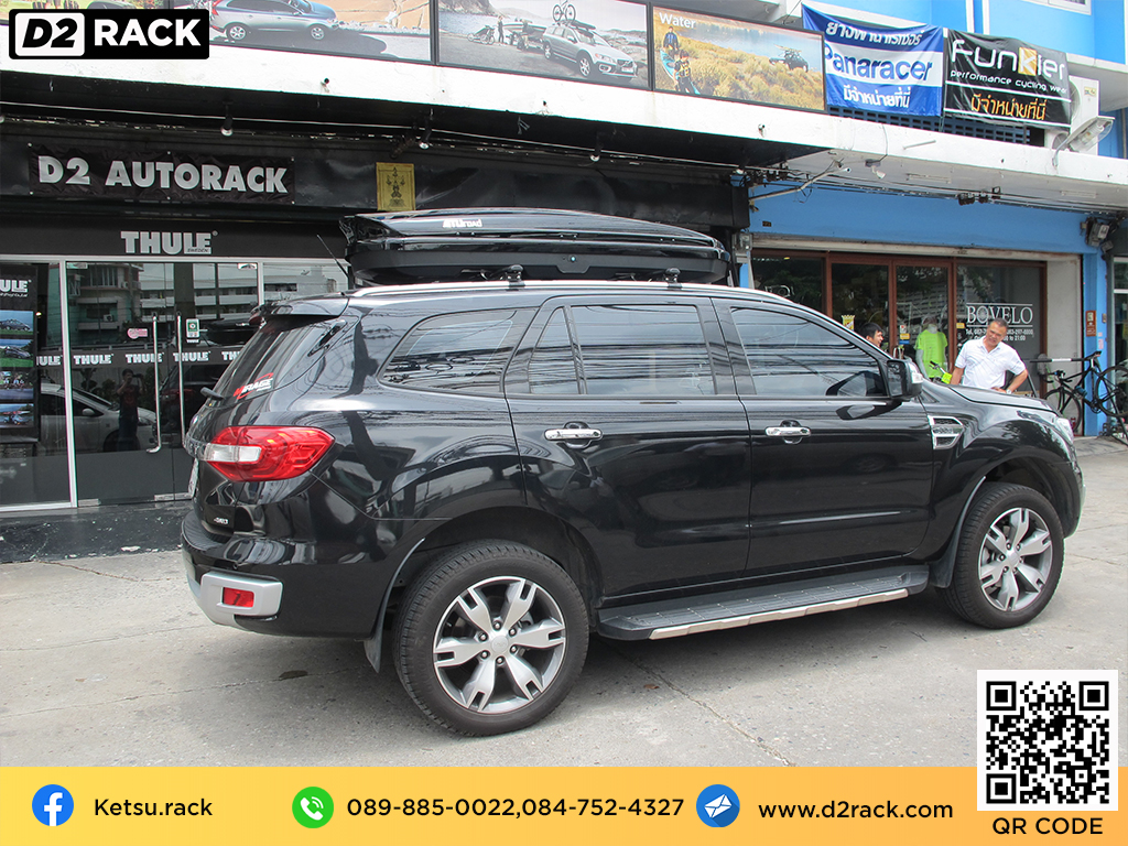 กล่องเก็บสัมภาระ บนหลังคา KETSU L roofbox คานขวาง กล่อง RoofBox : ผลงานติดตั้ง กล่องหลังคารถยนต์ roof box Ford Everest เอเวอเรสต์