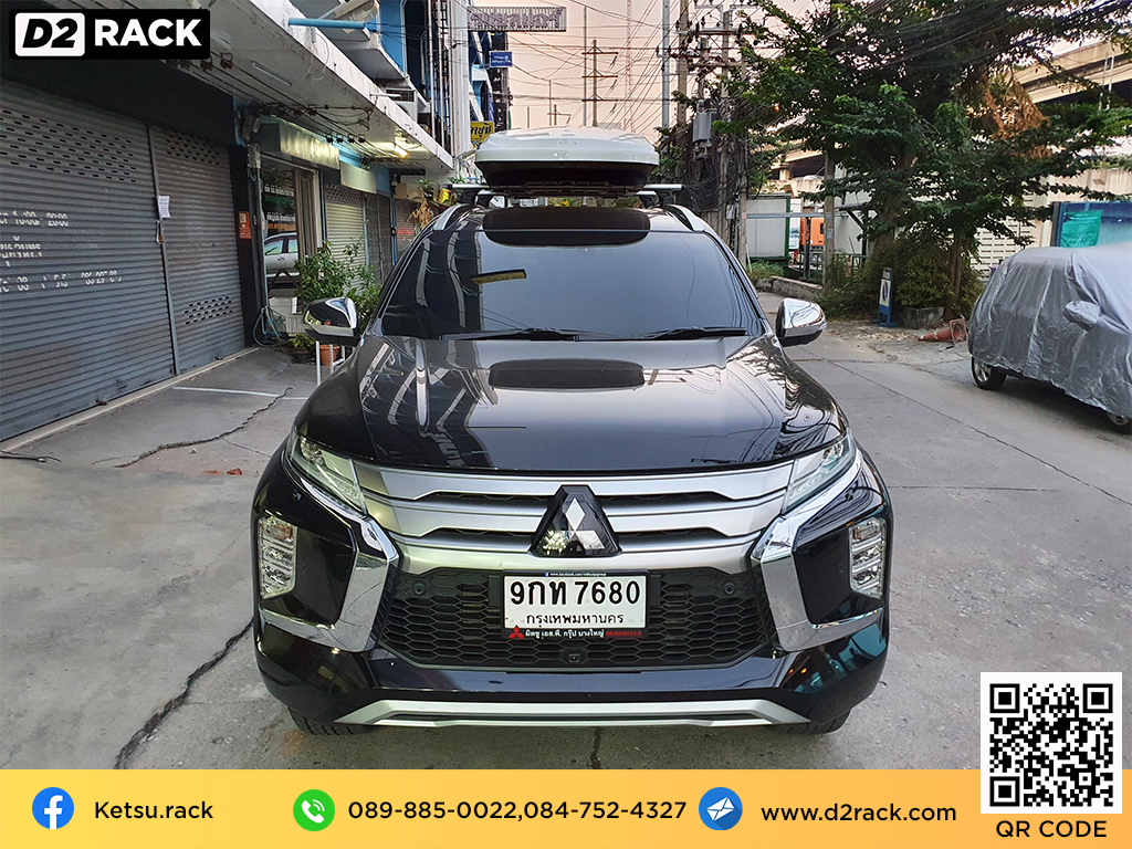 กล่อง RoofBox KETSU L กล่องติดหลังคาคารถ กล่องบนหลังคา คานขวาง : ผลงานติดตั้ง กล่องหลังคารถยนต์ roof box Mitsubishi Pajero ปาเจโร่