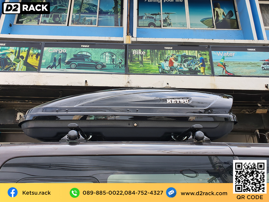 Hyundai H1 ติดตั้ง กล่องเก็บของติดรถยนต์ KETSU Roofbox รุ่น M2 Glossy