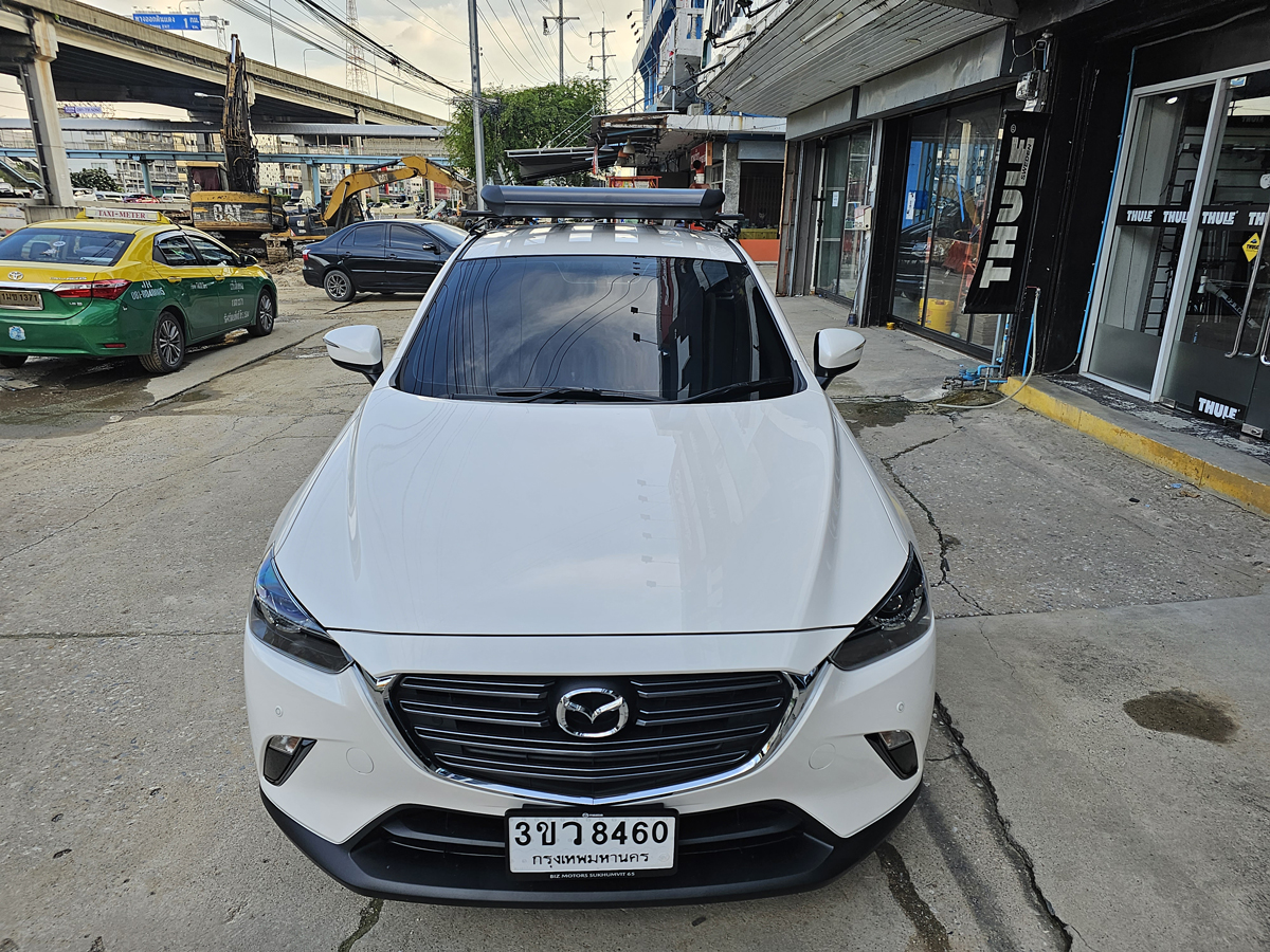 Mazda CX-3 ติดตั้ง ติดแร็คหลังคา SCR Roofrack รุ่น RR03 100x130 cm Black Color