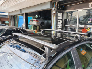 บาร์หลังคารถ THULE Fix Point ประกอบด้วย thule 753 + ชุดคานขวาง thule wingbar + ชุด kit ขายrackหลังคาthuleแท้มือสอง ราวหลังคามือสอง