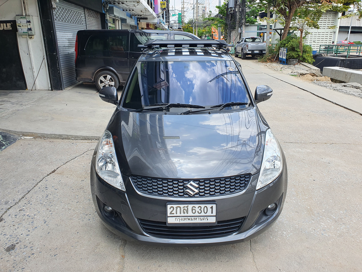 Suzuki Swift ติดตั้ง ติดแร็คหลังคา VRK Roofrack รุ่น Modern Black Color 100x120 cm
